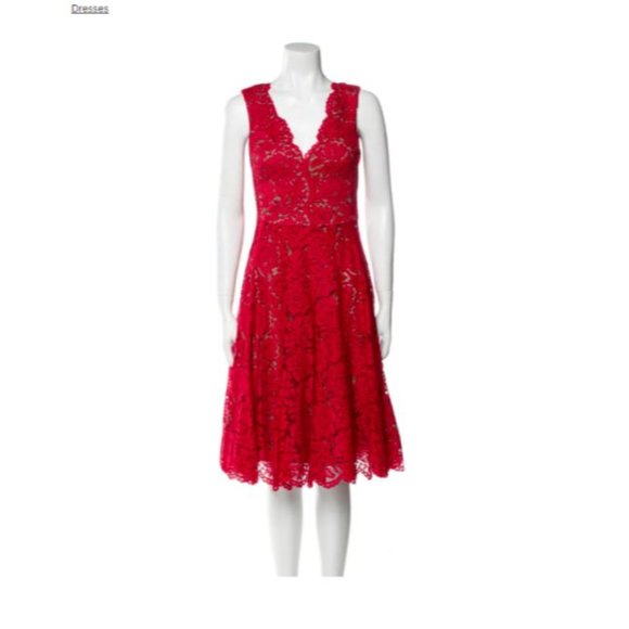 VERA WANG V-Neck Knee-Length lace and flare ivory cocktail bridesmaid Dress sz 8 - Picture 4 of 16